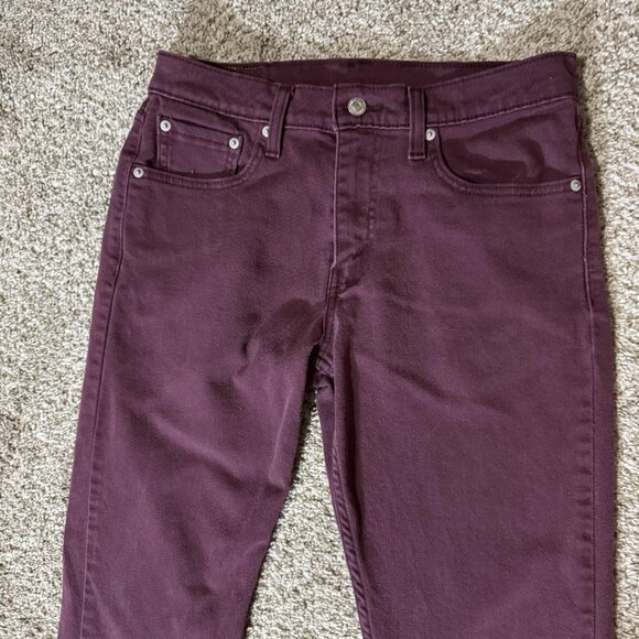 Levi's 512 Jeans Mens 30x32 Maroon Purple Slim Taper Stretch Denim Five Pocket - Picture 3 of 11